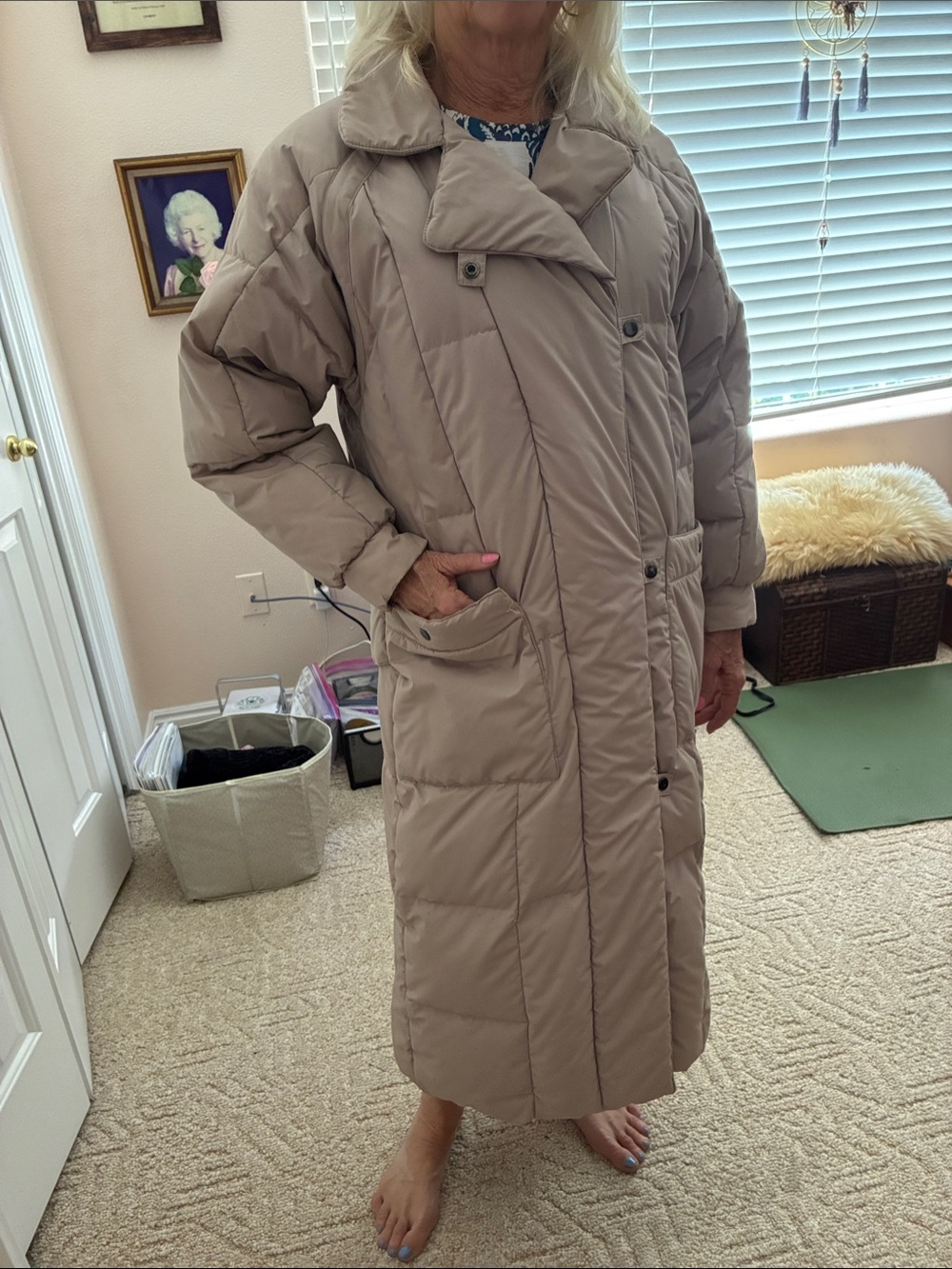 Gallery Tan Puffer Jacket with Pink Accents - Picture 8 of 8